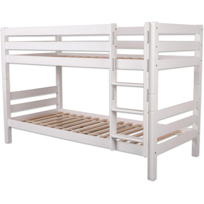 Двоярусне ліжко fornera f25 з масиву дерева для 2 дітей з серцевини бука 90x200см - двоярусне ліжко горище з рейковою рамою - дитя