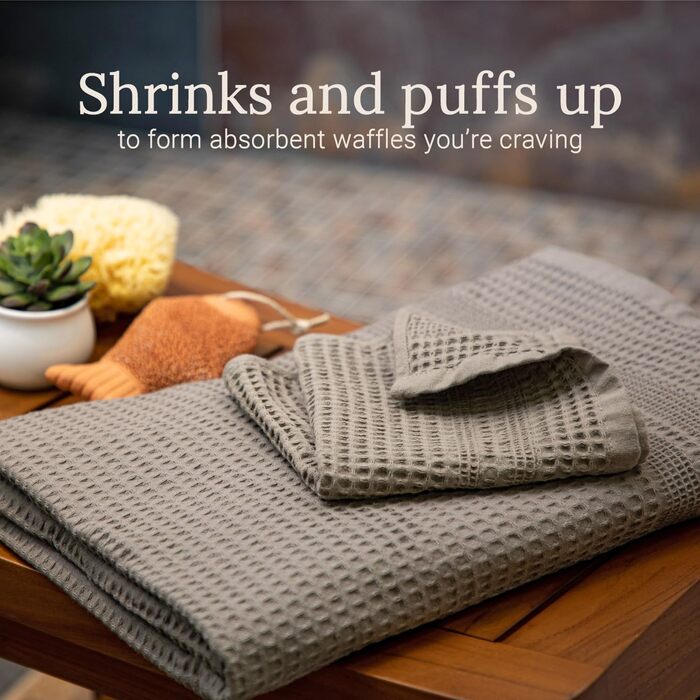 Набір вафельних рушників GILDEN TREE Quick Dry Thin 2 банних рушники 2 рушники для рук 2 мочалки Класичний стиль (камінь)