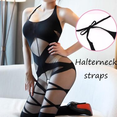 Сітчастий бодістокінг, зі смугастим візерунком, чорний