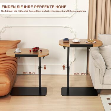 Журнальні столики з масиву дерева C-подібної форми, регульовані по висоті, журнальний столик з металевою основою, що обертається на 360, невеликий жорстокий столик, дерев&39яні жорстокі столики для дивана/ноутбука, столик для дивана у вітальні, столик для