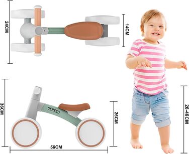 СЕРЕДНІЙ дитячий велосипед-балансир від 1 року, іграшка-балансир для дитини 12-36 місяців, перший велосипед без педалей з 4 колеса