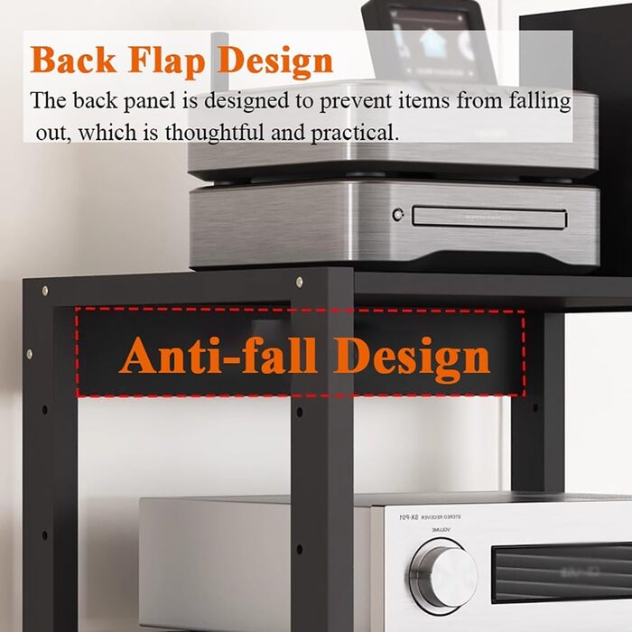 Аудіостека, полиця для Hi-Fi, аудіо-відео стійка з 6 рівнями, пересувна підставка для AV-медіа, кутова полиця з дерева, програвач програвача, шафа для стереокомпонентної консолі, відкрита полиця для домашнього офісу/кінотеатру, 6-рівнева червона