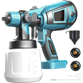 Акумуляторна фарборозпилювальна система 18В, заміна для Makita 18V BL1860, 3 насадки та 3 моделі, контейнер для фарби 1000 мл, електрична фарборозпилювальна система, для фарбування меблів та стін (без акумулятора)