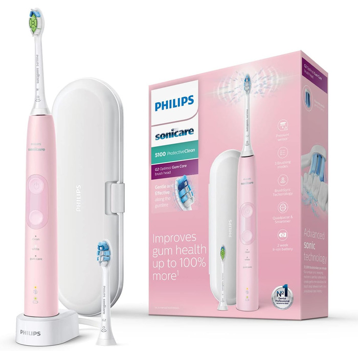 Електрична зубна щітка для дорослих sonic toothbrush pink - електрична зубна щітка (інтегрована, 110-220 В, Li-Ion акумулятор, стан, ), 5100 Series HX6856/10