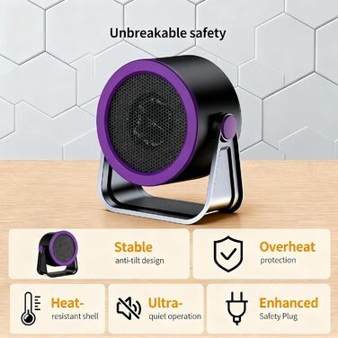 Портативний вентилятор-обігрівач, швидконагріваючий персональний настільний обігрівач із захистом від перегріву, тихий міні-обігрівач для офісу (під столом), спальні та приміщень