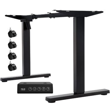 Стіл Flamaker з регулюванням висоти, електрична рама столу, 2-рівневе телескопічне регулювання висоти з пам&39яттю (чорний)