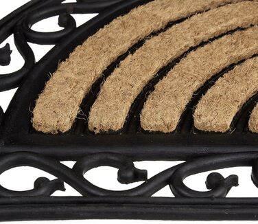 Килимок для дверей Relaxdays Coconut, нековзний та водонепроникний, смугастий, квітковий, для вулиці, імітація чавуну, чорний