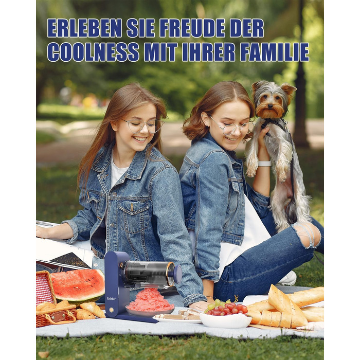 І машина для морозива Slush, льодогенератор для гоління з лезом з нержавіючої сталі та двома силіконовими крижаними листами, машина для снігового льоду темно-синього кольору