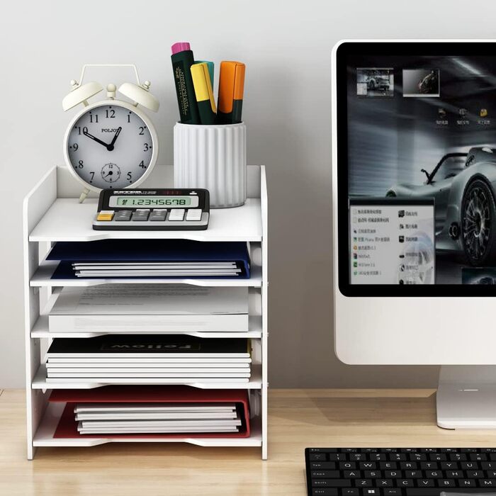 Портативний лоток для документів формату A4, лоток для листів, лотки для документів, настільний органайзер для файлів з ПВХ, лоток для паперу, система зберігання файлів, тримач для документів для офісу, навчання, школи (5 рівнів)