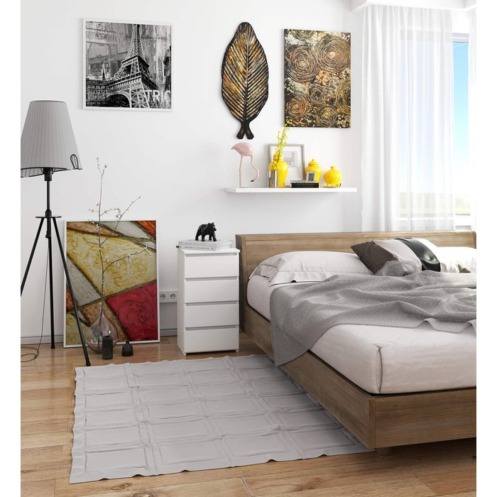 Комод AKORD CL4 40 см 4 шухляди Шафа для вітальні для спальні Ш40 x В74 x Г35 см Вага 18,4 кг Білий/Білий