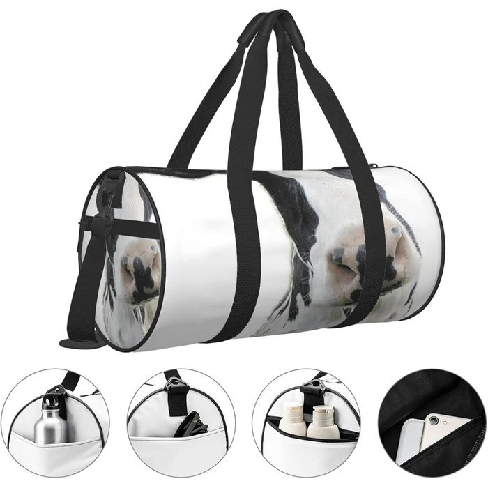 Дорожня сумка з кумедним принтом корівки, чорно-біла, спортивна сумка для чоловіків та жінок, сумка-мішок, спортивна сумка