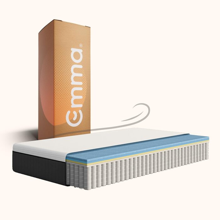 Матрац Emma Original Pro 90x200 см гібридний матрац 27 см із 7-зонною пружинною серцевиною з кишеньковим механізмом, технологією охолодження ThermoSync та чохлом Purotex, що знижує вміст алергенів дихаючий комфортний матрац Original Hybrid Pro гіпоалерген