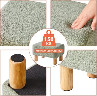 Прямокутна підставка для ніг YMYNY, підставка для ніг з дерев&39яними ніжками, підставка для ніг із сидінням, дерев&39яна підставка для ніг, невелика м&39яка підставка, лавка для взуття для вітальні, спальні, 402925 см зеленого кольору HBD030GR