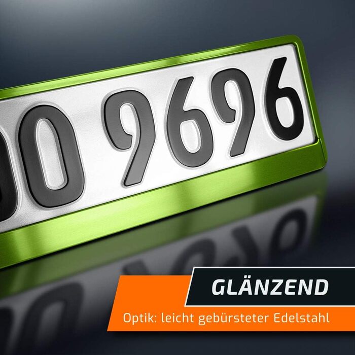 Тримач номерного знака schildEVO 2 СВІТЛО-ЗЕЛЕНИЙ, злегка начищений щіткою Металевий хромований вигляд яблучно-зеленого Тримач номерного знака Тримач номерного знака Доставка DHL