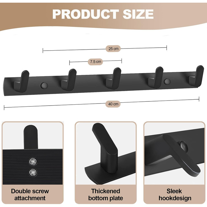 Гачки для пальто гачок рейки настінні, 2 шт. и 5 гачків гачки для пальто настінні вішалки алюмінієві, сучасні настінні гачки для к