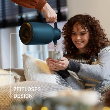 Ізольований глечик Emsa Samba, місткість 1,5 літра, застібка Quick Press, 100 герметичний, зберігає напої гарячими протягом 12 годин і холодними протягом 24 годин, зі скляною підкладкою, зроблено в Німеччині, напівпрозорий/океанський блакитний, N4012000 1