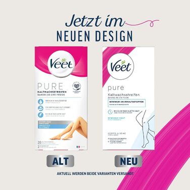 Крем для видалення волосся Veet 100 мл для чутливої шкіри (Veet Cold Wax Strips Double Strips, Veet Hair Removal Cream 1 x 100 мл), 10 шт., Double Strips -