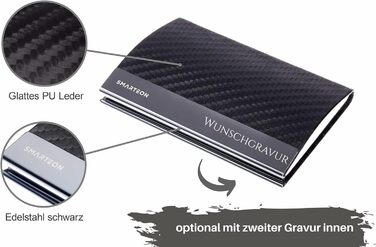 Преміальна візитниця Картниця для зберігання візиток Якісна візитниця різних кольорів (карбон з гравіюванням)