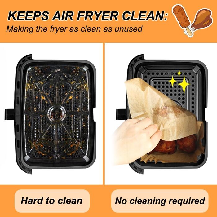 Папір для випічки GINOYA для фритюрниці Ninja AF500EU AF500EUCP, Cecotec 9000, фритюрниці Аксесуари для великих 10,4 л і 10 л різні два розміри фритюрниці (100 шт. ) 100 шт. 10,4 л