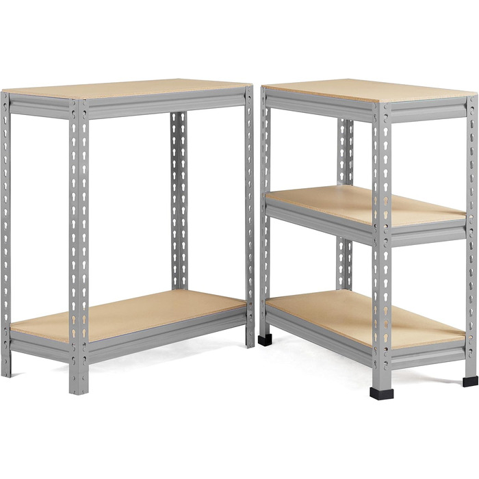 Кутовий стелаж Yaheetech з 5 полицями, металеві стелажі для зберігання, надміцний стелаж, вантажопідйомність 750 кг, підвальний стелаж, безболтовий стелаж, система стелажів, 70 x 30 x 150 см/світло-сірий