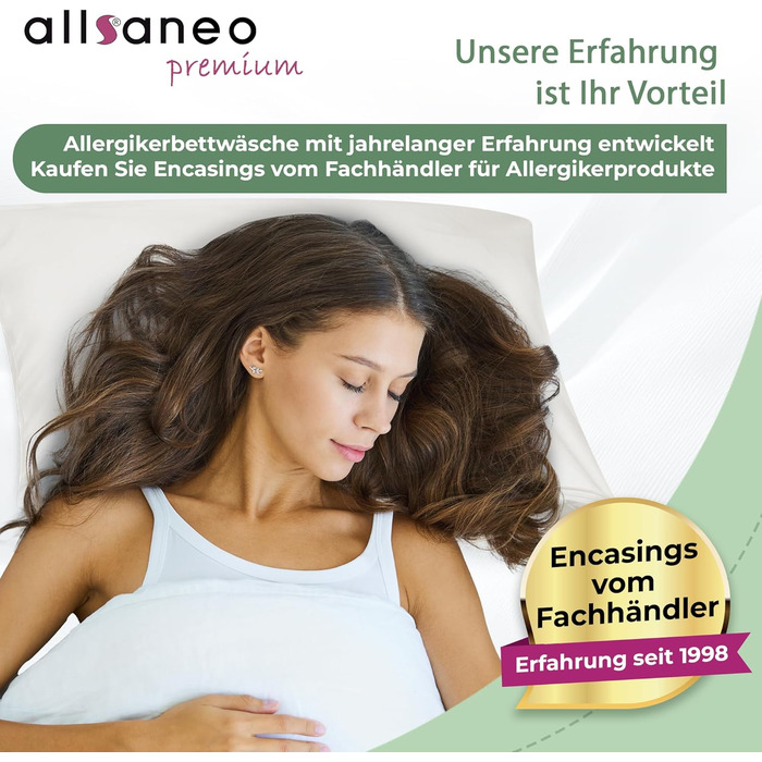 Підковдра allsaneo Premium для алергіків 135x200 см Надзвичайно м&39яка та легка антиалергенна постільна білизна Оболонка від кліщів Захист від кліщів Внутрішній чохол, стійкий до алергенів Сертифіковано TV