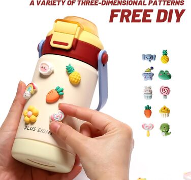 Дитяча ізольована пляшка для води об&39ємом 350 мл із трубочкою, вакуумний стаканчик з подвійними стінками без бісфенолу А, нержавіюча сталь 18/8, герметичні дитячі чашки з трубочкою для школи, подорожей, хлопчиків та дівчаток (бежевий)