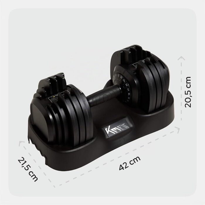 Регульовані розбірні гантелі KM-Fit 12,5-25 кг Чавун Набір 2 шт. для домашнього залу, 25 кг