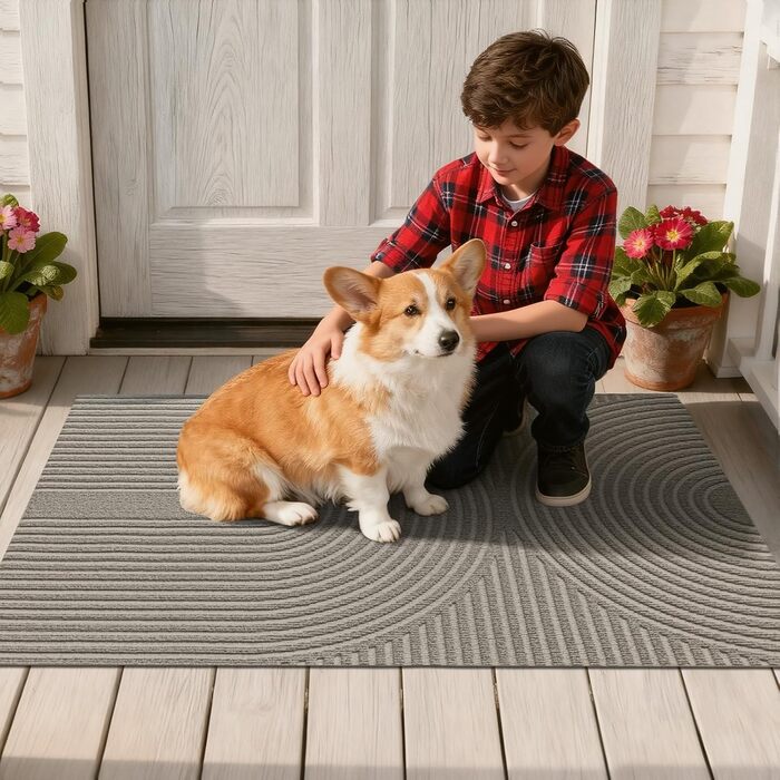 Килимок FEOMOS для приміщень/зовнішніх дверей 60x90 см, нековзний, брудозатримуючий килимок з абсорбуючою здатністю, миється та міцний, для вхідних дверей, коридору, балкону, кухні - бежевий 60 см x 90 см