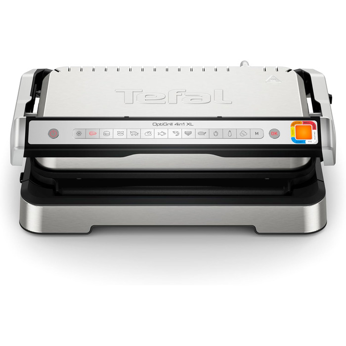 Контактний гриль Tefal OptiGrill 4in1 XL з деком, відкидний, настільний гриль, 12 програм, індикатор рівня приготування, електрогриль, духовка, GC784D10, срібло