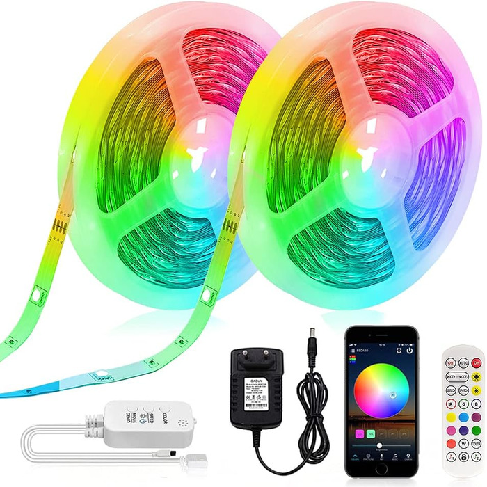 Світлодіодна стрічка HEGEHE Bluetooth 20 М, 5050 RGB світлодіодна стрічка з дистанційним керуванням, керування програмою, музичний режим, налаштування таймера, самоклеюча світлодіодна стрічка з регулюванням яскравості для дому, спальні, телевізора, кухні,