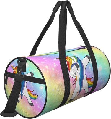 Яскрава дорожня сумка з веселим єдинорогом, що танцює, для спортзалу, подорожей, спорту, великих покупок, а також як сумка для ночівлі та вихідних для чоловіків та жінок.