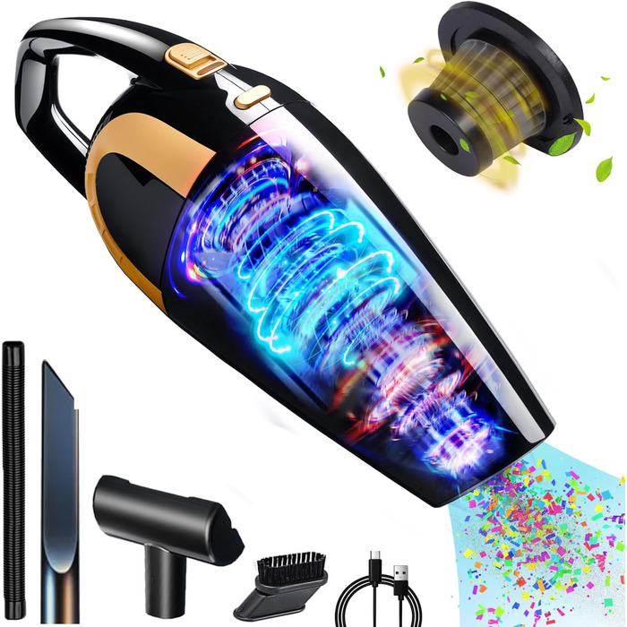 Ручний пилосос, 16000Pa ручний пилосос Переможець тесту акумулятора без мішка, 120W автомобільний пилосос Потужний міні пилосос дл