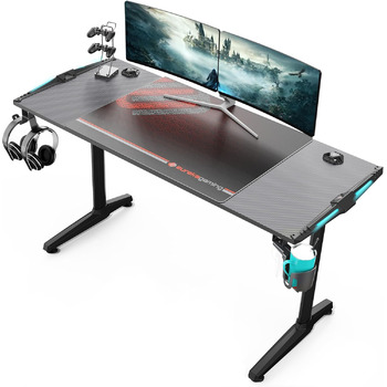 Ігровий стіл EUREKA ERGONOMIC, 140 x 60 см, МДФ / сталь / вуглецеве волокно, чорний