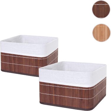 Набір із 2 кошиків для зберігання HWC-C21, кошик, коробка для зберігання, органайзер, коробка для сортування, полиця, кошик, бамбук - коричневий 33 x 33 x 21 см