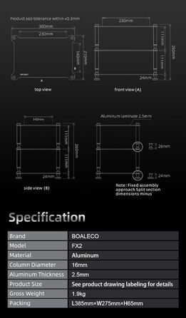 Стійка для аудіокомпонентів Hi-Fi - міцна алюмінієва рама та міцні алюмінієві колони, аудіостійка для Hi-Fi підсилювачів/ЦАП/передпідсилювачів, компактний настільний органайзер для домашніх аудіосистем