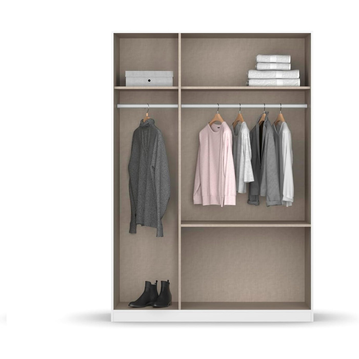 Меблі Rauch Costa, шафа для спальні, дитячої кімнати, кімнати немовляти, кімнати підлітка, передпокою, 3-дверна шафа з 2 шухлядами, механізм відкривання натиском, білий, ширина 136 см, без дзеркала, альпійський білий білий профіль ручки, 54 x 136 x 197 см