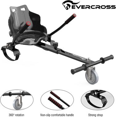 Гіроскутер EVERCROSS 6,5" з сидінням – самобалансуючий самокат з Bluetooth та світлодіодним підсвічуванням, з ховеркартом та акумулятором 4Ah, для дітей, хлопчиків та дорослих, вуглецеве волокно