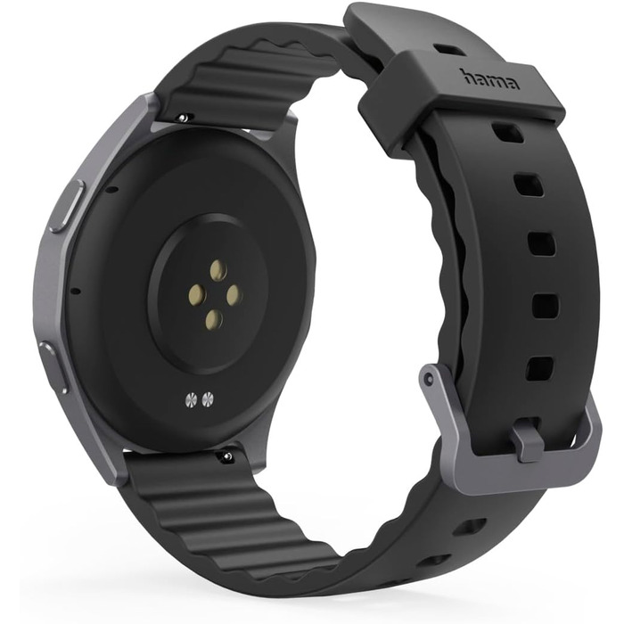 Розумний годинник Hama (кольоровий AMOLED-дисплей 1,43 дюйма, GPS, функція телефону, водонепроникний, WhatsApp, голосовий помічник, трекер сну, 110 спортивних режимів плани тренувань, крокомір, пульсометр, калорії тощо) чорний