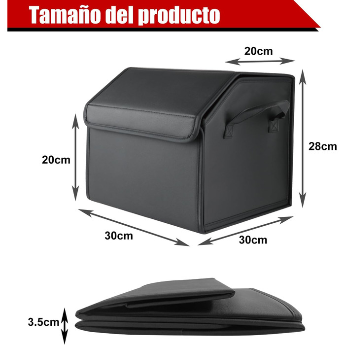 Складаний органайзер для багажника з PU-шкіри багатофункціональний контейнер для автомобіля, позашляховика та пікапа велика місткість нековзна основа водонепроникний (PU)