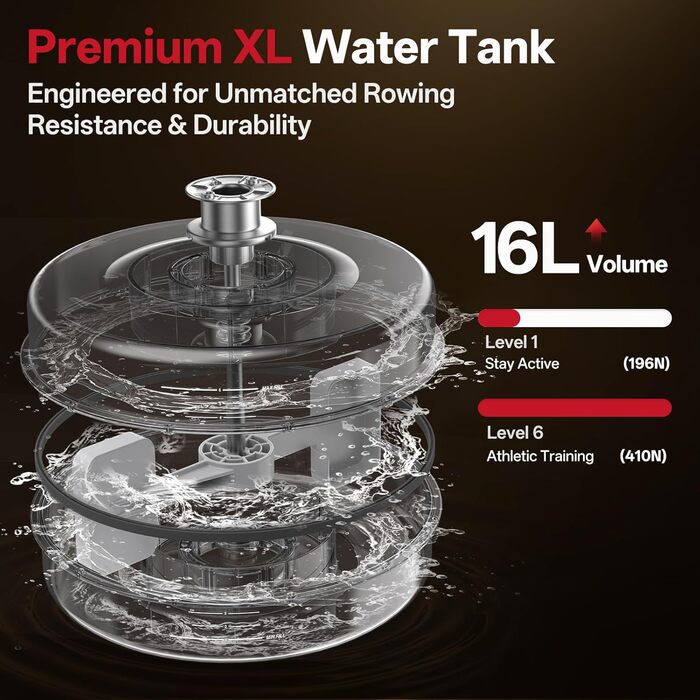 Домашній веслувальний тренажер JOROTO, дерев&39яний водний веслувальний тренажер, складний Підключення Bluetooth до застосунку Kinomap Максимальна вантажопідйомність 150 кг Резервуар для води 16 л Попередньо встановлено 98