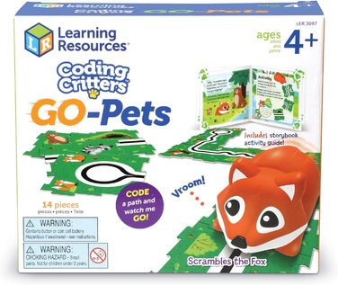 Навчальні ресурси Кодування Тварини Go-Pets Тварини-гонщики - Fox Scrambles, MINT, Іграшка для програмування для дошкільнят, Інтерактивний улюбленець, Від 4 років Скремблери Лисиця