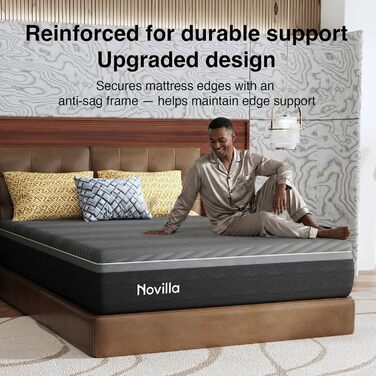 Матрац Novilla Coolmax 140x200 см 7-зонний матрац з холодної піни з гелем та зеленим чаєм, з охолоджувальною тканиною, H3 та H4 середньої жорсткості, висота 30 см, сертифікований Oeko-Tex, дихаючий чохол, який можна прати, 140 x 200 см 30 см