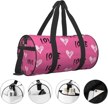 Сумка-дорожня чоловіча Sketch Hearts Love, до Дня Святого Валентина, для вікендів, подорожей, спорту, спортивна сумка