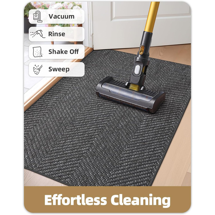КОЛІР ТА ГЕОМЕТРІЯ Ультратонкий килимок для прихожих у приміщенні 43x76 см, килимок для прання в пральній машині з нековзним покриттям, плоский килимок для входу в приміщенні, абсорбуючий килимок для передпокою, коридору темно-сірого кольору (складений) Т