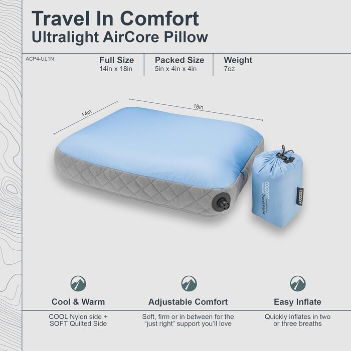 Ультралегкий поцілунок Cocoon Air-Core, світло-блакитно-сірий, 35 x 45 см, багатокольоровий 35 x 45 см