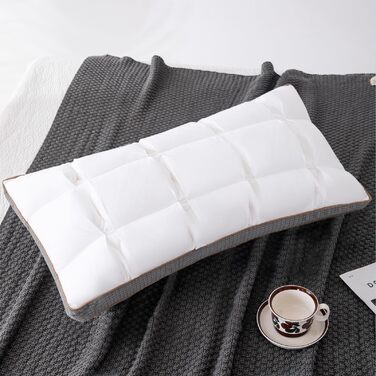 Подушка YOUR MOON 40x80 см Мяка та зручна готельна подушка для сну на боці та спині Подушка з 3D стьобаним дизайном, дихаюча бавовняна подушка, сертифікована Oeko-TEX, біла 40 x 80 см