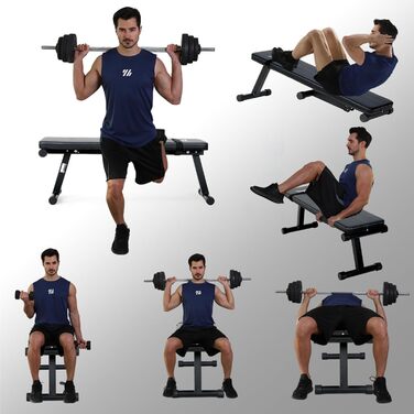 Плоска лава, складна лава для штанги, тренувальна лава, похила лава, лава для жиму лежачи, лава для сидячих пресів для домашнього використання, до 150 кг