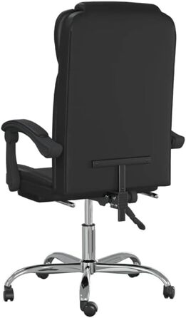 Ігрове крісло, офісне крісло, ергономічне з функцією відкидання, чорна штучна шкіра, регульована спинка 90-170, ігрове крісло, регульоване та поворотне