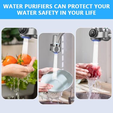 Фільтр для води HOTUT для крана, фільтр для водопровідної води з нержавіючої сталі, фільтр для питної води з синім світлом, фільтр для питної води для видалення хлору, важких металів і поганого смаку