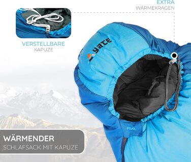 Спальний мішок Aven Peak 230 см - Високопродуктивний матусин спальний мішок - з&39єднується - теплий - для температур до -32 градусів - синій - спальний мішок для партнерів - для кемпінгу - зимовий спальний мішок на блискавці (будь-який дизайн)